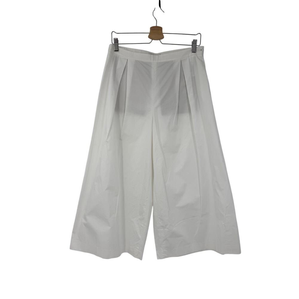 Vince White Wide Leg Culotte Pants Women’s 6 Italian Cotton High Rise Pleated - Picture 2 of 14